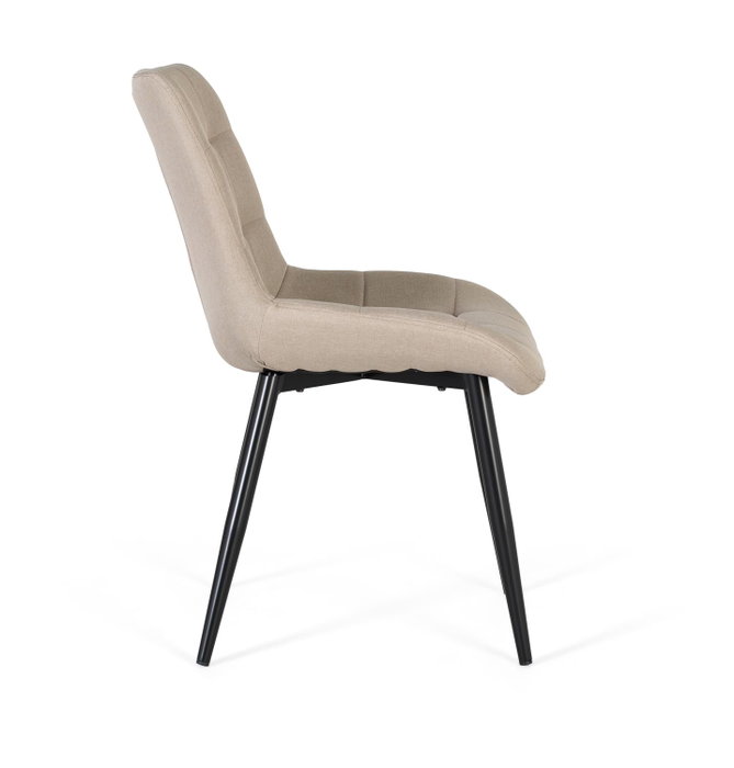 GINER Y COLOMER Lot de 2 chaises rembourrées en tissu beige avec piètement en acier noir et capitonné décoratif